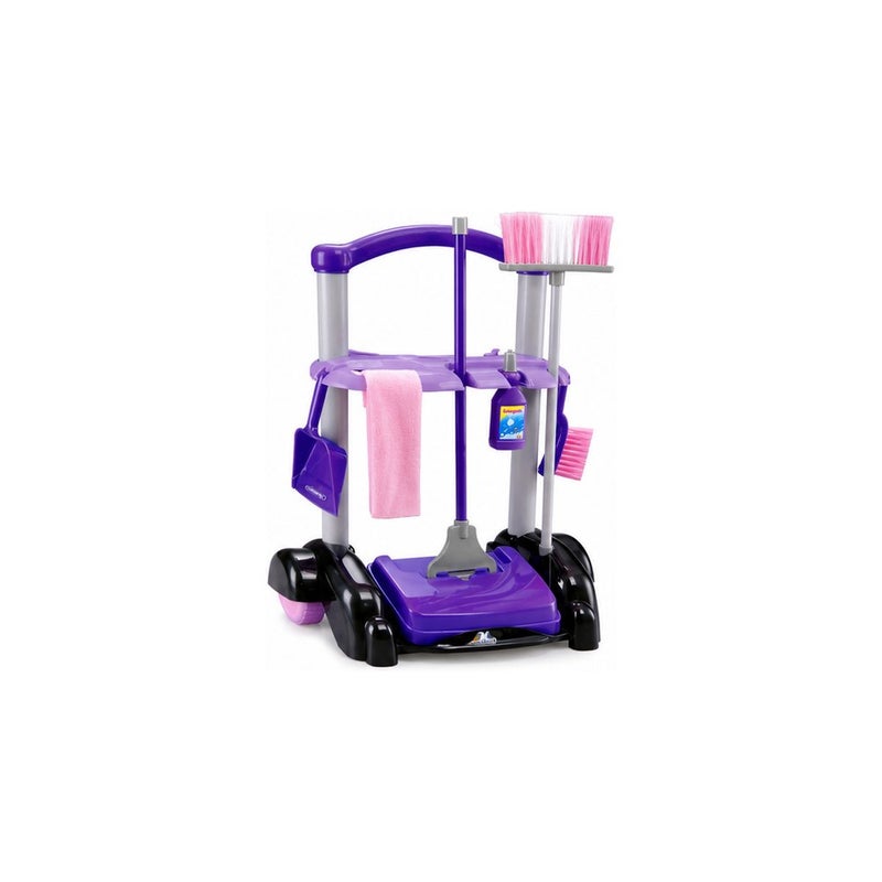Pretend & Play: Kids Cleaning Toy Set with Trolley Cart, Broom, Dustpan and Brush, Purple, for Ages 3 and Up - Image 1