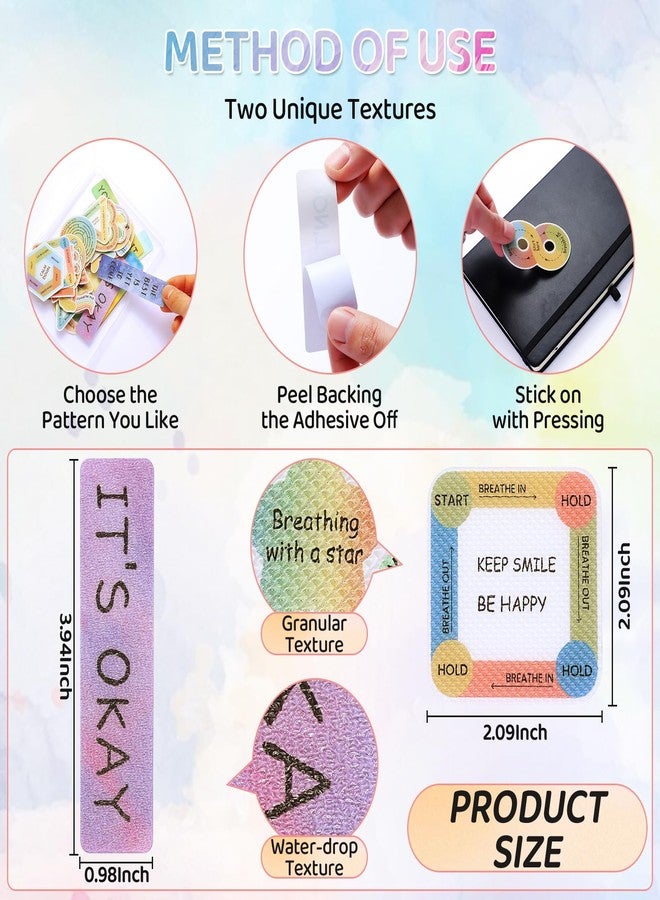 TOEMUR 108 Pieces Sensory Stickers - 2 Textured Surface Calm Stickers with Storage Box - Fidget Strips for Adults, and ADHD - Anxiety Relief Mindfulness Stickers for Office Desk - Image 2