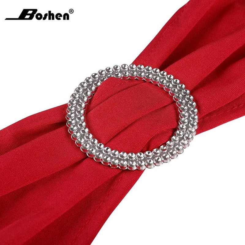Boshen 100PCS Wedding Chair Decorations Stretch Red Chair Bows and Sashes for Party Ceremony Reception Banquet Spandex Chair Covers slipcovers (100  Red) - Image 3
