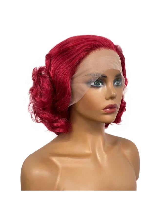 Aimole Lace Front Wigs Red Curly Bob Natural Cosplay Wig Heat Resistant Women Synthetic Hair 10 Red - Image 4