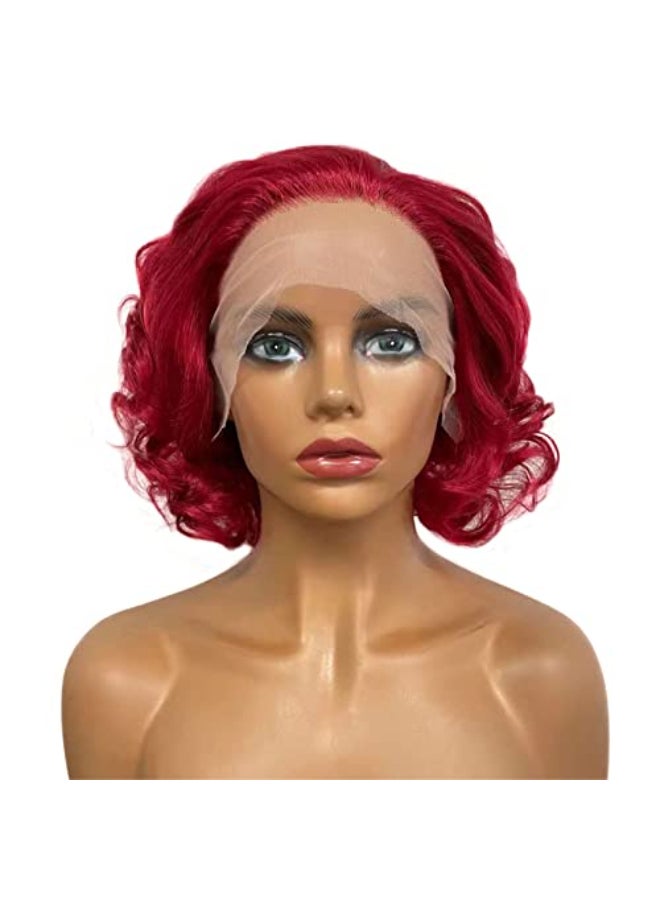 Aimole Lace Front Wigs Red Curly Bob Natural Cosplay Wig Heat Resistant Women Synthetic Hair 10 Red - Image 1
