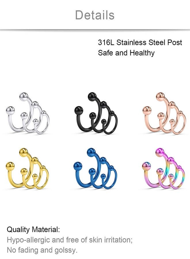 SCERRING 16G Septum Hoop Nose Rings 316L Stainless Steel Horseshoe Nose Hoop Ring Cartilage Daith Lip Tragus Earrings Retainer Body Piercing Jewelry 36PCS Mix Color 1# - Image 2