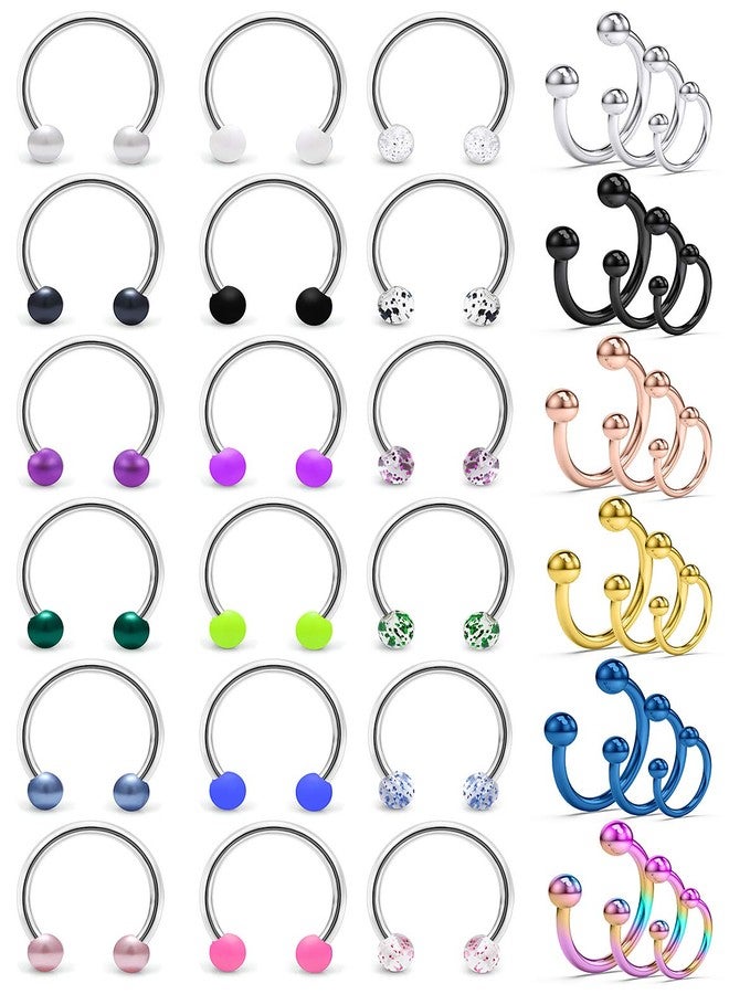 SCERRING 16G Septum Hoop Nose Rings 316L Stainless Steel Horseshoe Nose Hoop Ring Cartilage Daith Lip Tragus Earrings Retainer Body Piercing Jewelry 36PCS Mix Color 1# - Image 1