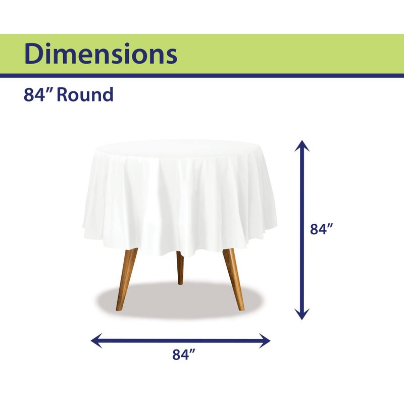 Party Dimensions White Disposable Plastic Tablecloth for Round Tables (12 Pack) 84 inches Table Cloths for Parties, Events & Weddings, Indoors & Outdoors, Plastic Table Cover - Image 2