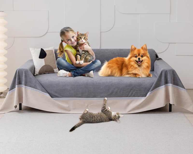 Cat Scratch Furniture Protector  AntiSlip Waterproof Sofa Cover to Keep Cats Off PetFriendly Couch Protectors for 3 Cushion Couch AntiScratch Couch Cover for Pets and Kids 150X91Dark Gray