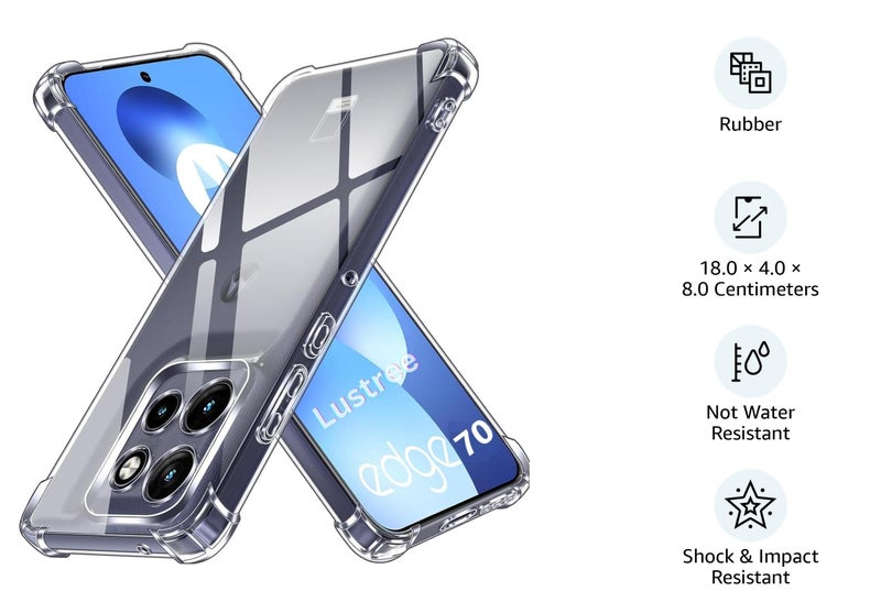 Lustree Back Cover Transparent Case Compatible with Motorola Edge 70 Back Cover | Shockproof Bumper Side Protection | Anti-Scratch Flexible TPU - Image 2