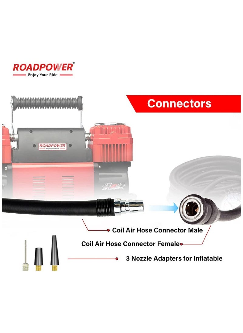 RoadPower - Dual Cylinder Car Air Compressor Ultra Extreme 4x4 Tire Super Air Flow Portable 300 Litter-Mints 150 PSI 12V Tire Inflator For Car Trunk Bicycle And Other Inflatables With Carry Bag - Image 1