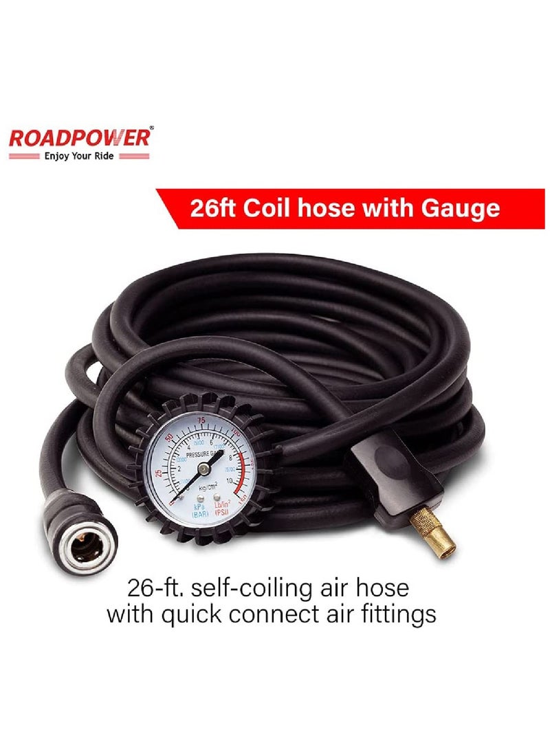 RoadPower - Dual Cylinder Car Air Compressor Ultra Extreme 4x4 Tire Super Air Flow Portable 300 Litter-Mints 150 PSI 12V Tire Inflator For Car Trunk Bicycle And Other Inflatables With Carry Bag - Image 1