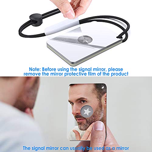 Luca Elf Aid Signal Mirror Survival Tools, Military Grade Hiking Camping Mirror 2 x 3 inch with Small Compass and Whistle for Outdoor Adventure Emergency SOS Mirror (1pcs) - Image 4