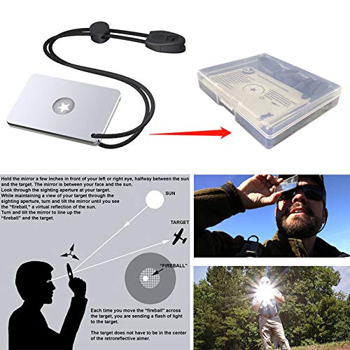 Luca Elf Aid Signal Mirror Survival Tools, Military Grade Hiking Camping Mirror 2 x 3 inch with Small Compass and Whistle for Outdoor Adventure Emergency SOS Mirror (1pcs) - Image 3