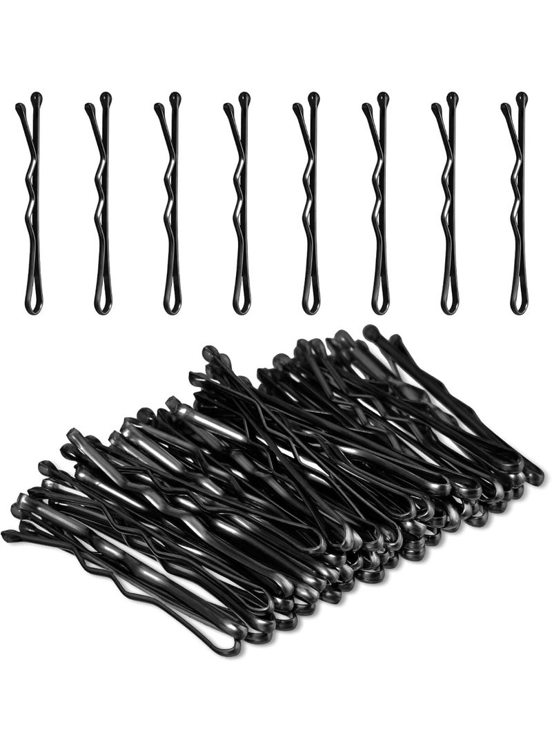Sky Shine 100 Pcs Black Medium Bobby Pins – Strong Hold Curved Hair Pins, Premium Wavy Metal Hairpins for Women & Kids, Perfect for Weddings, Buns, Updos, Straight & Curly Hair – High Quality - Image 1