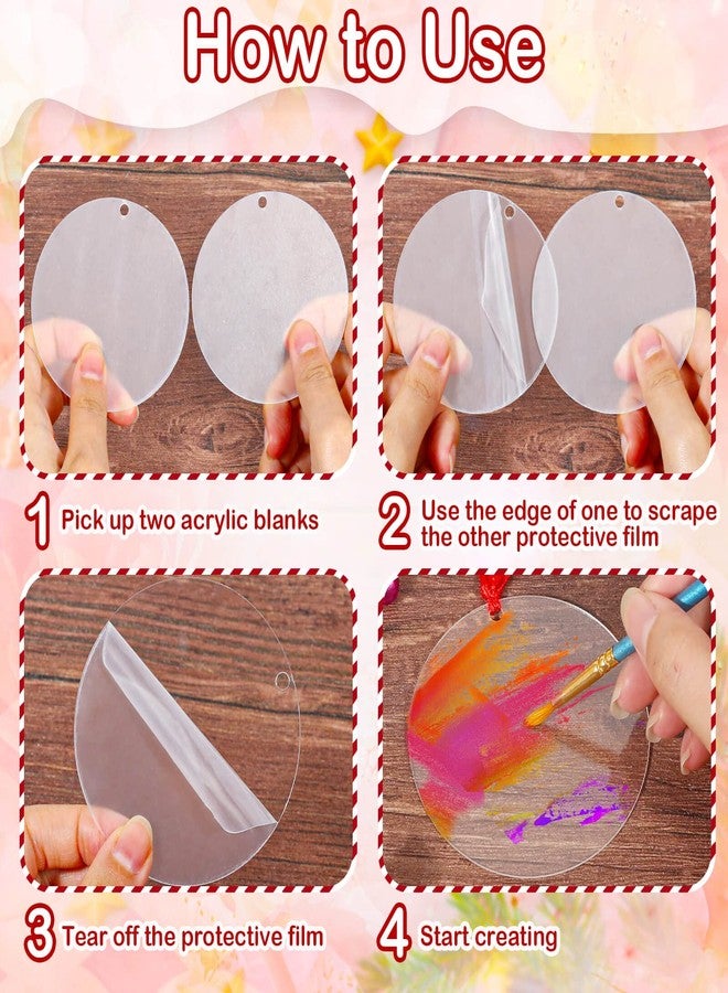 Caffox 50Pcs Acrylic Ornament Blanks, 3 Inch Round Circle Bulk for Vinyl Clear Discs Keychain with Hole Engraving DIY Projects and Art Crafts, 0.04 Inch Thick Acrylic Blanks - Image 5