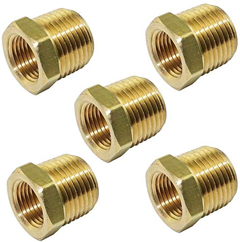 TL TOOLEGIN 3/4" NPT Male x 1/4" NPT Female Brass Bushing Reducer Reducing Pipe Adapter Fitting 5pcs 1200 PSI - Image 1