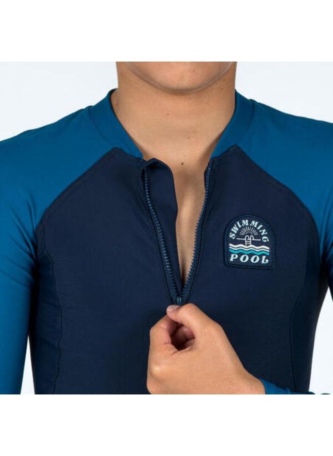 NABAIJI - Boys' Wetsuit - Shorty 100 Long-Sleeved - Two-tone Blue - Image 1