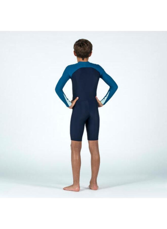 NABAIJI - Boys' Wetsuit - Shorty 100 Long-Sleeved - Two-tone Blue - Image 1