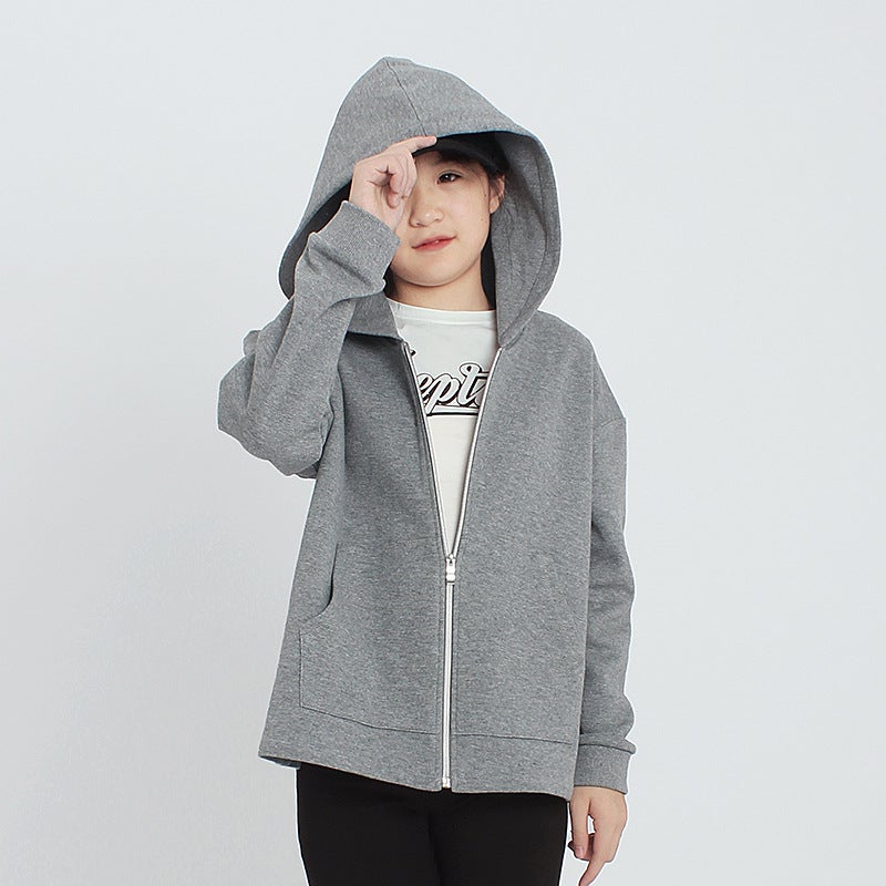 Children's Spring and Autumn Korean Style New Hooded Jacket Big Children's Printed Loose Top Girls' Zipper Jacket - Image 4