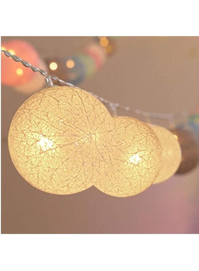 llwoo Cotton Balls Fairy Lights 10 LED Cotton Balls String Light 2.15M/6.56ft Warm White D (D: 4.5cm/1.77inch) for Bedroom, Party, Indoor, Wedding, Festival Decor - Image 4