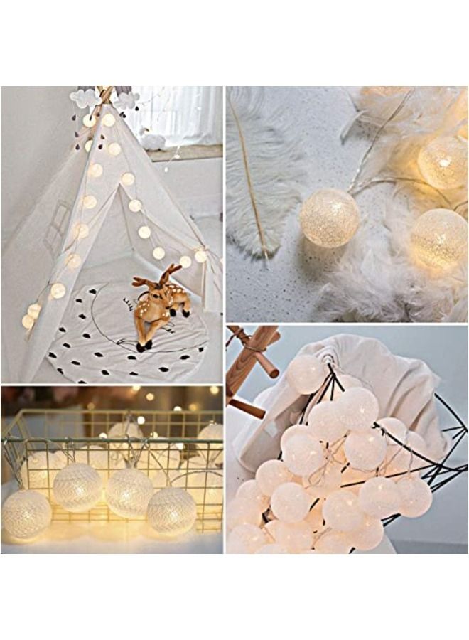 llwoo Cotton Balls Fairy Lights 10 LED Cotton Balls String Light 2.15M/6.56ft Warm White D (D: 4.5cm/1.77inch) for Bedroom, Party, Indoor, Wedding, Festival Decor - Image 3
