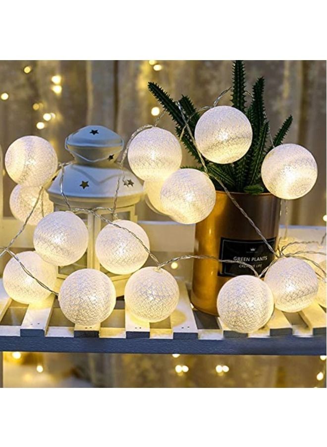 llwoo Cotton Balls Fairy Lights 10 LED Cotton Balls String Light 2.15M/6.56ft Warm White D (D: 4.5cm/1.77inch) for Bedroom, Party, Indoor, Wedding, Festival Decor - Image 5