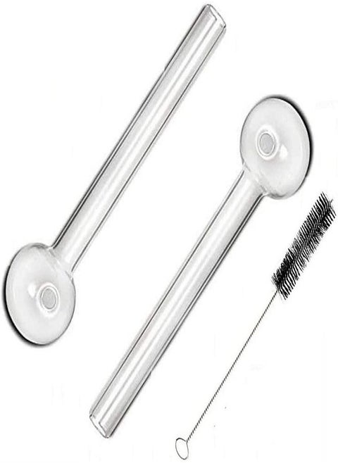 2 Pack Clear Glass Drinking Straw With Cleaning Brush