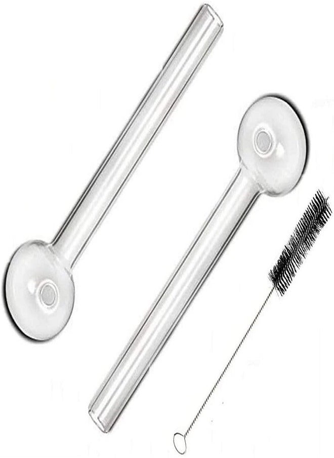 Generic 2 Pack Clear Glass Drinking Straw With Cleaning Brush  - Image 1