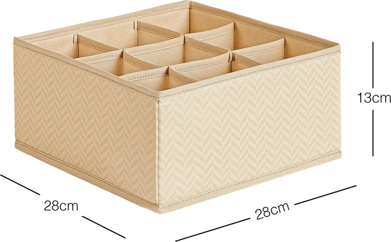 Ocean Home Textile 9 Compartment Honeycomb Beige Drawer Cabinet Laundry Organizer Folding Storage Box Organizer 28x28x13 cm