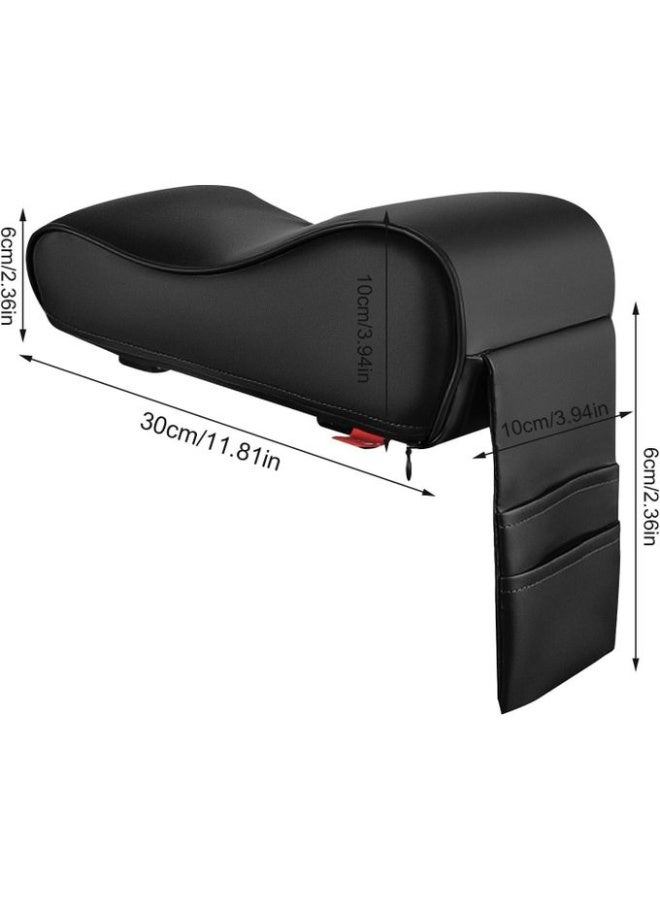 MT Car Armrest Cushion with Memory Foam, Universal Center Console Armrest Pad with Phone Holder and Storage Bag, Black - Image 3