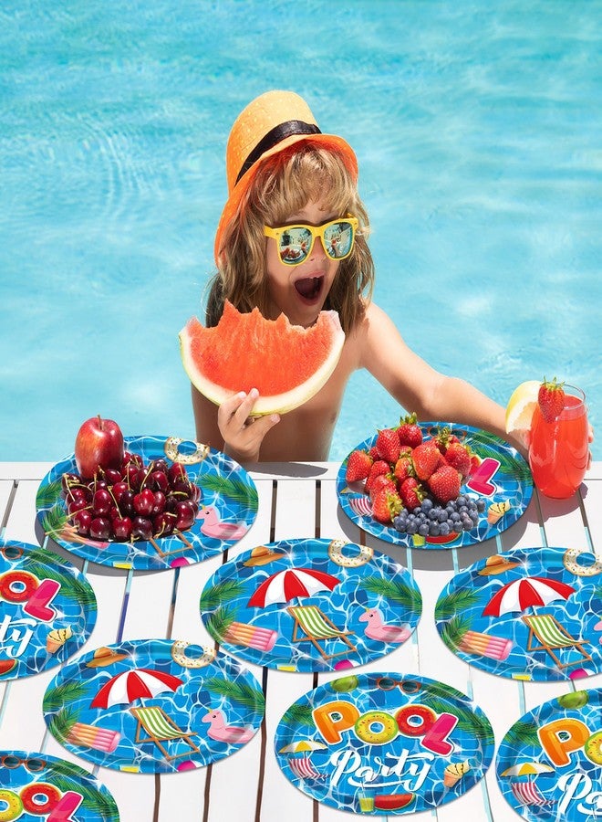 Lonfliness 50PCS Swimming Pool Oval Paper Plates Large 11inch Disposable Summer Beach Paper Plate Heavy Duty Dish Tray for Pool Theme Birthday Party Supplies BBQ Gathering Dinner Decor - Image 5