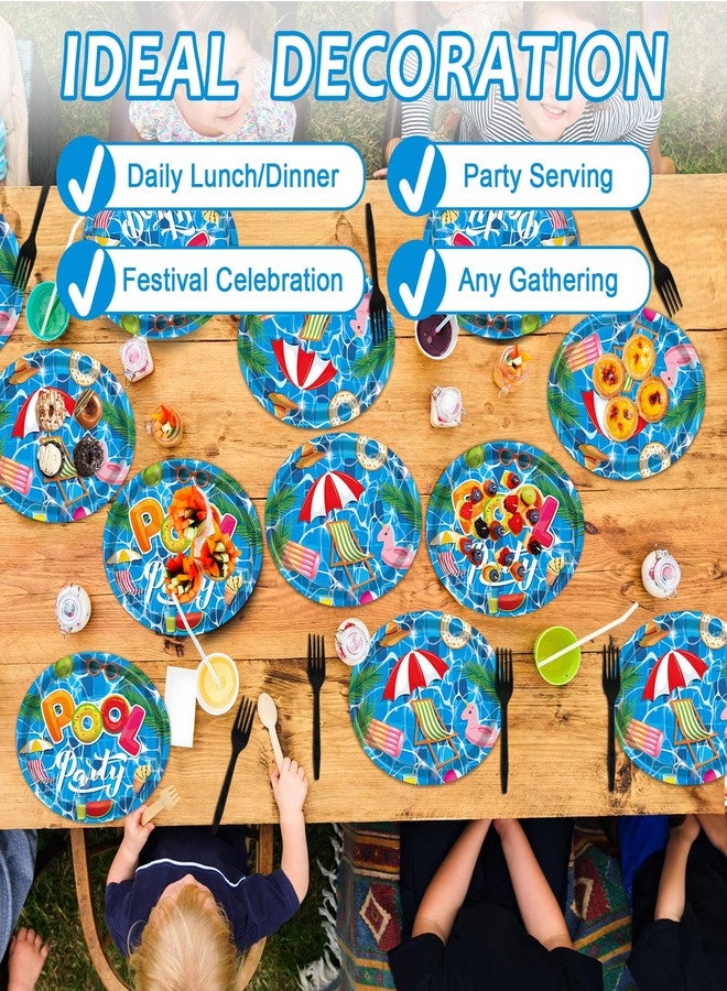 Lonfliness 50PCS Swimming Pool Oval Paper Plates Large 11inch Disposable Summer Beach Paper Plate Heavy Duty Dish Tray for Pool Theme Birthday Party Supplies BBQ Gathering Dinner Decor - Image 4