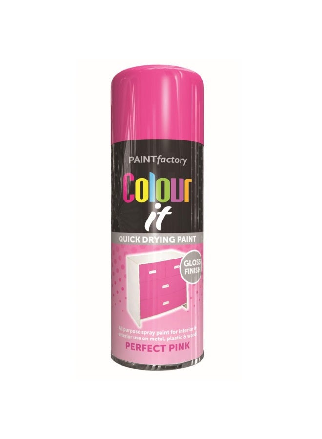 مصنع الطلاء دهان بخاخ لامع وردي مثالي من باينت فاكتوري ٤٠٠مل - يجف بسرعة عالي الأداء، مناسب للاستخدام الداخلي والخارجي، للاستعمال على المعدن والبلاستيك والخشب. - Image 1