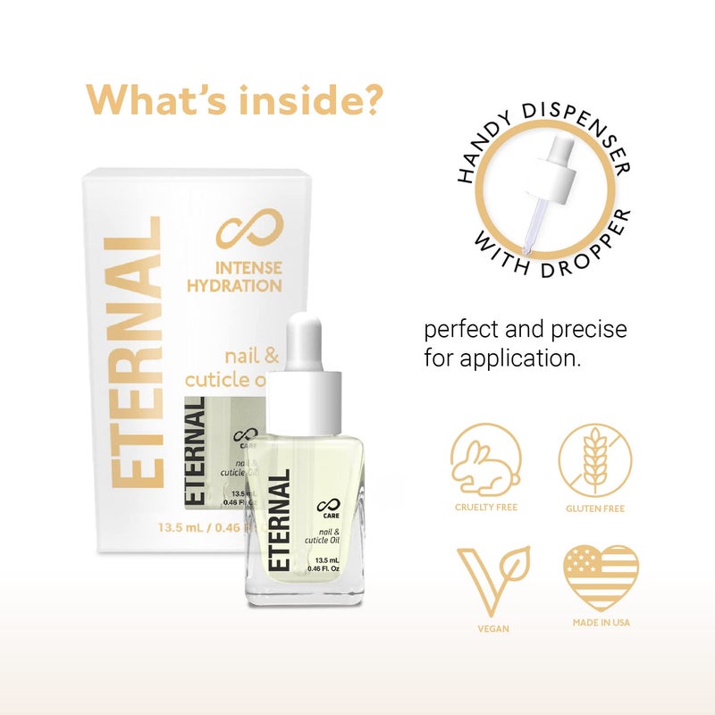 Eternal Nail and Cuticle Oil Drops - 13.5mL Skin Care Treatment with Vitamin F, Soybean, Horsetail & Quinoa Extract to Repair Damaged Skin, Nails and Cuticle for All Nail & Nail Polish Types (Almond) - Image 2