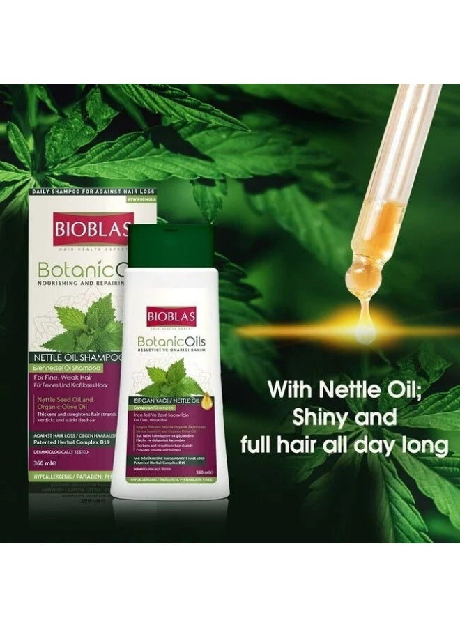 BIOBLAS BOTANIC OILS NOURISHING AND REPAIRING CARE NETTLE OIL SHAMPOO FOR ALL HAIR TYPES 360 ML PARABEN FREE+SHAMPOO 150 ML FREE - Image 4