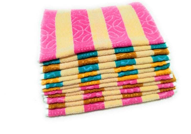 Cotton Colors Cotton Colors Floral Design Hand Towels (Medium, Multicolor, Pack of 12)_D45  - Image 1