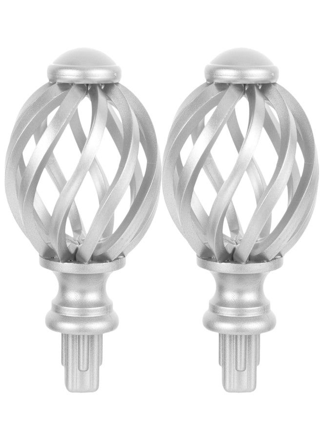 Amosfun 2pcs Curtain Rod Finials Twisted Cage Stylish Curtain Rod End Caps Replacement Easy Installation Drapery Pole Finials - Image 1
