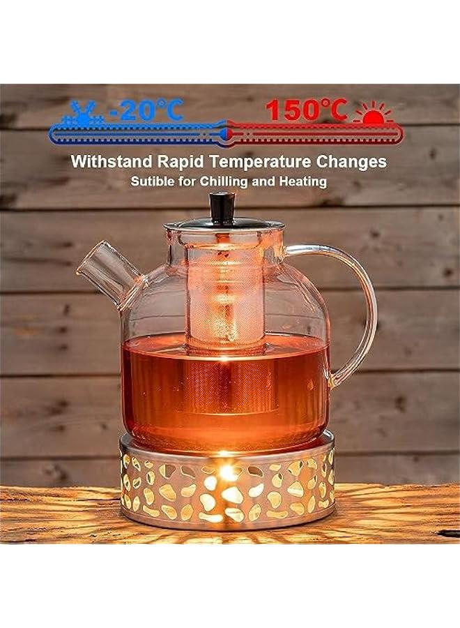 MIXDE 1500ml(50oz) Glass Teapot with Removable Infuser,   Safe Large Tea Pot, Blooming and Loose Leaf Hand Crafted Kettle for Women and Adult with Stainless Infuser - Image 5