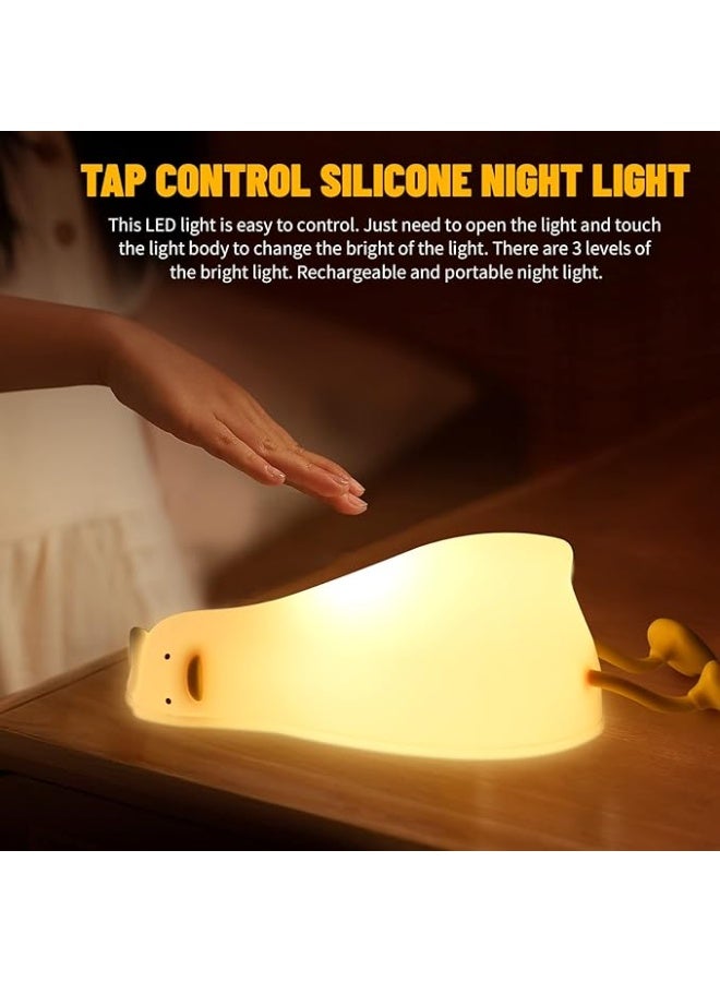 ضوء ليلي بطة LED من السيليكون مع حامل هاتف ومؤقت، قابل لإعادة الشحن للأطفال - Image 2