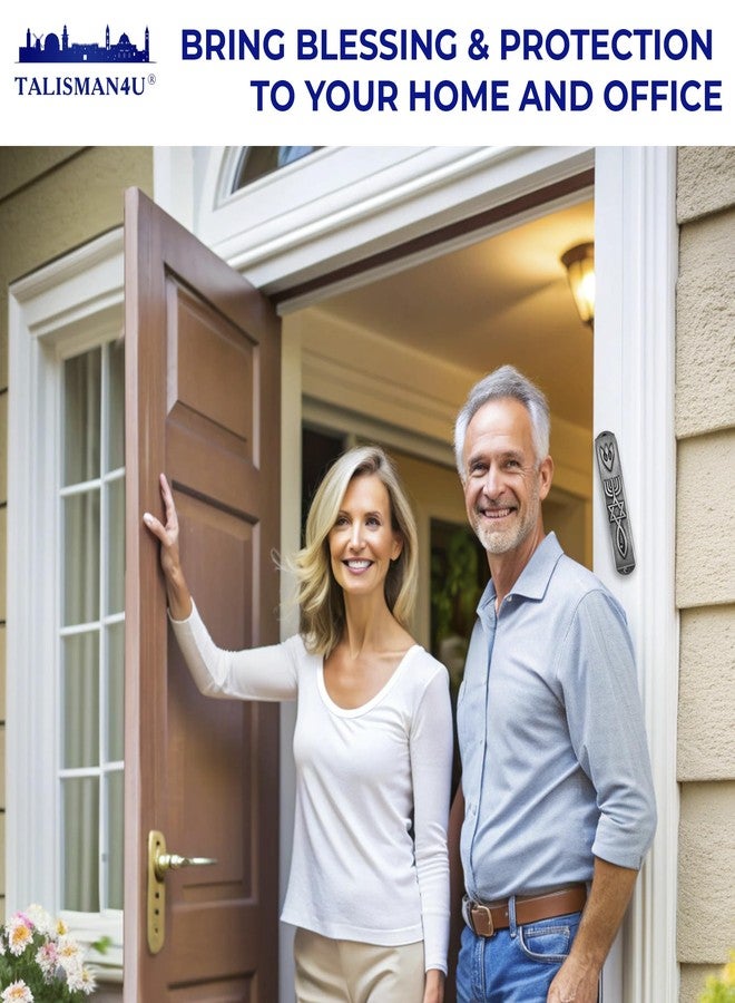 تاليسمان فور يو مزوزة من البيوتر من تاليسمان فور يو مع لفافة للباب، علبة مزوزة ثلاثية الأبعاد تحمل ختم المسيح، نجمة داود، شمعدان القدس، مزوزات، إسرائيل، فن يهودي، هدية، 3.5 بوصة (1) - Image 3