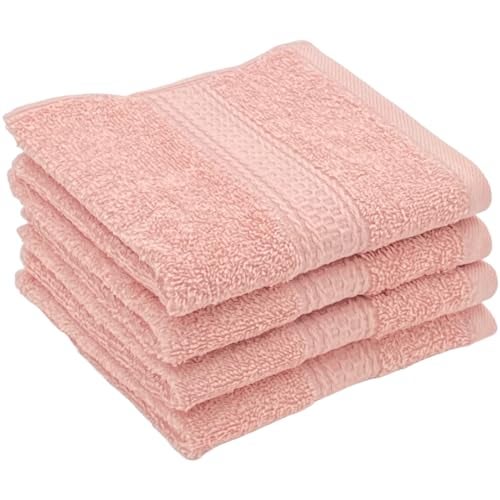 PatPug 100% Indian Ultra Soft Cotton 4 Piece Face Towel, Napkin, Baby Face Towel, 500 GSM for facewash, Gym, Travel, Hanky (Baby Pink) - Image 1