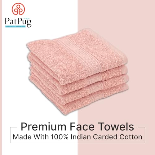 PatPug 100% Indian Ultra Soft Cotton 4 Piece Face Towel, Napkin, Baby Face Towel, 500 GSM for facewash, Gym, Travel, Hanky (Baby Pink) - Image 3