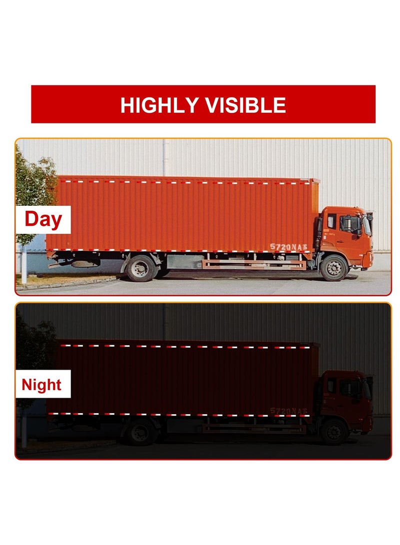 50pcs Car Strips Reflective Tape, 2 X 12 " Vehicle Reflective Tape Red and White Waterproof Caution Warning Tape Reflector Strips for Trailers Trucks Road Signs, Reflective Stickers Marking Traffic - Image 4