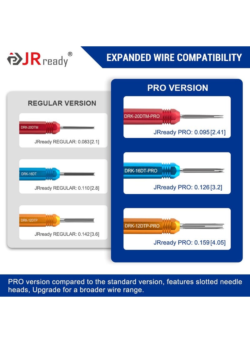 JRready ST5257-PRO Deutsch Connector Tool Kit for 4#8#16#12#20# Solid/Stamped Contacts 6-22 AWG, with Plastic DRK-RT1 Pin Removal Tool for Deutsch DT,DTM,DTP,DTV,HD Series Connector Release Tool
