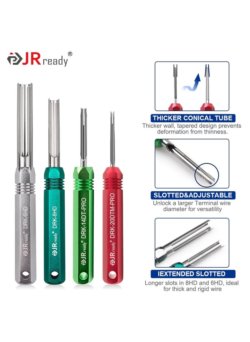 JRready ST5257-PRO Deutsch Connector Tool Kit for 4#8#16#12#20# Solid/Stamped Contacts 6-22 AWG, with Plastic DRK-RT1 Pin Removal Tool for Deutsch DT,DTM,DTP,DTV,HD Series Connector Release Tool