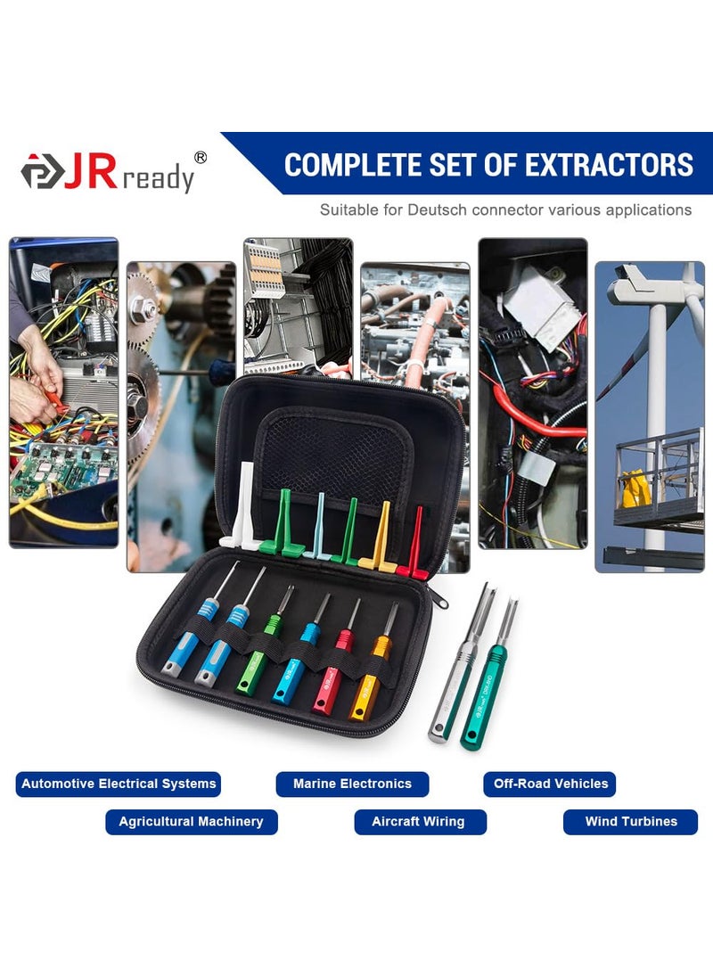 JRready ST5257-PRO Deutsch Connector Tool Kit for 4#8#16#12#20# Solid/Stamped Contacts 6-22 AWG, with Plastic DRK-RT1 Pin Removal Tool for Deutsch DT,DTM,DTP,DTV,HD Series Connector Release Tool