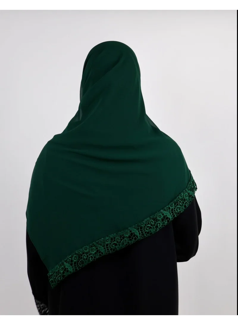 JAMEELA  Jameela Embroidered Floral Lace Georgette Scarf - Pack of 2 (Dark Green & Taupe Grey) for Women | Best Price UAE