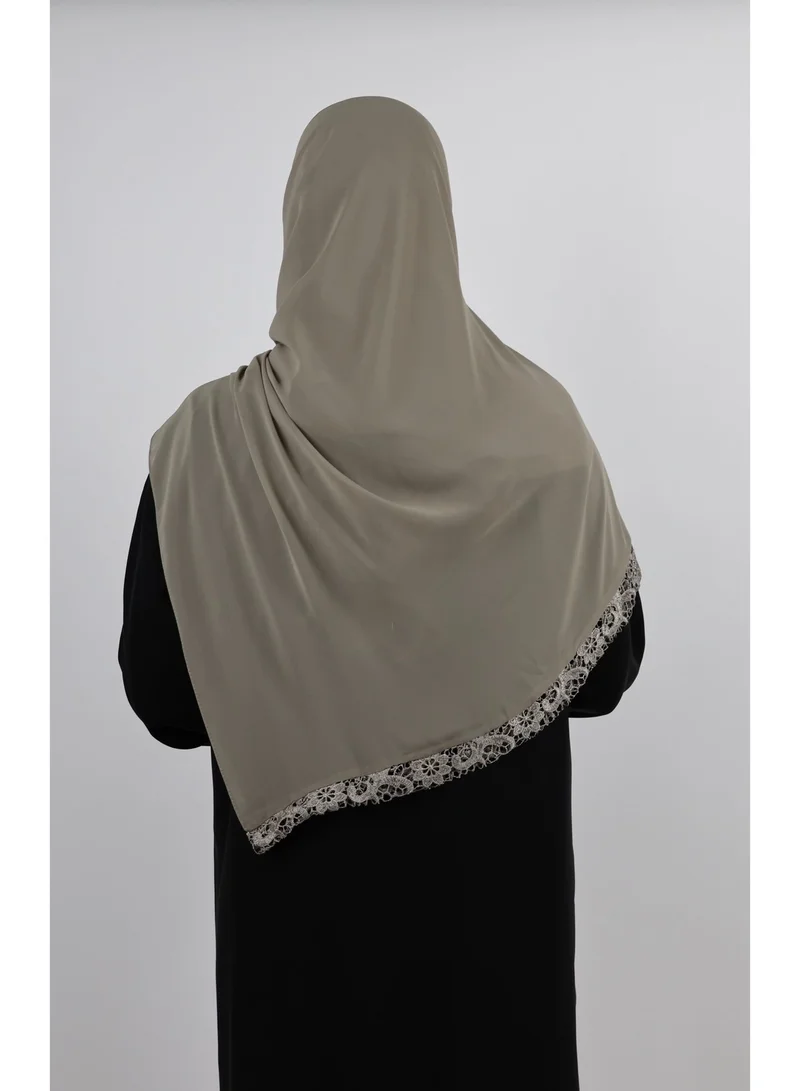 JAMEELA  Jameela Embroidered Floral Lace Georgette Scarf - Pack of 2 (Dark Green & Taupe Grey) for Women | Best Price UAE