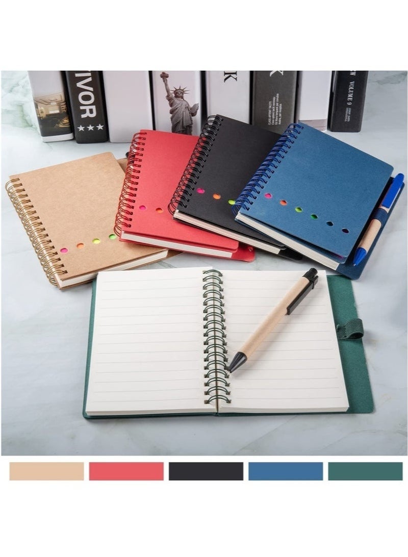 Arabest Spiral Notebooks for Note Taking, 5 Packs Small Notebooks with Pen in Holder and Sticky Notes, Page Marker Colored Index Tabs Flags (5 Colors Black/Red/Brown/Blue/Green, 5 Packs) - Image 5