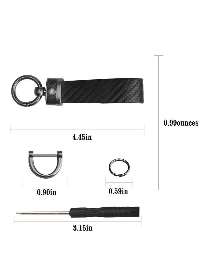 Generic - Carbon Fiber Style Car Keychain Leather Car Key Fob Universal Key Chains for Key Fobs - Image 1