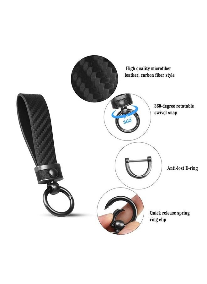 Generic - Carbon Fiber Style Car Keychain Leather Car Key Fob Universal Key Chains for Key Fobs - Image 1