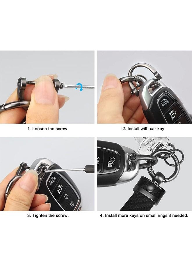 Generic - Carbon Fiber Style Car Keychain Leather Car Key Fob Universal Key Chains for Key Fobs - Image 1
