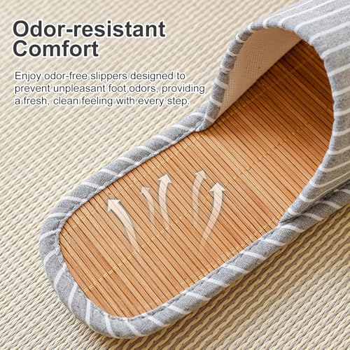 SKYTRAX COMF Odor-resistant Japanese Bamboo House Slippers Keep Feet Dry and Cool for Summer with Non-slip Soft Sole for Tatami and Indoor Easy to Clean (Blue, Adult, Women, 11, Numeric Range, US Footwear Size System, 12, Medium) - Image 4